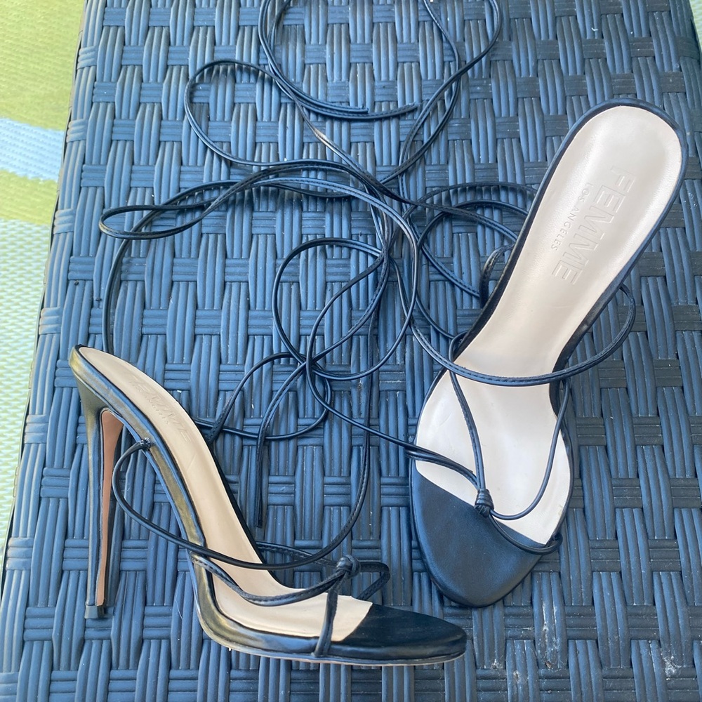 Femme Black Strappy Women's Heels